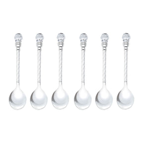 Jogo 6 Colheres de Café Zamac Crystal Niquelado 11cm
