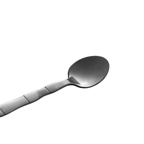 Jogo 6 Colheres para Chá Estilo Bambu Aço Inox Elegant Preto Ônix 12,5 cm