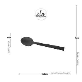 Jogo 6 Colheres para Chá Estilo Bambu Aço Inox Elegant Preto Ônix 12,5 cm