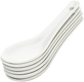 Jogo 6 Colheres Para Finger Food De Porcelana Branca