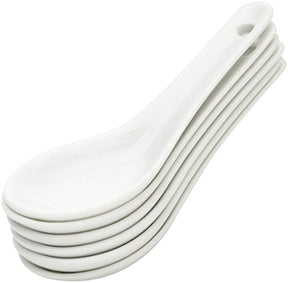 Jogo 6 Colheres Para Finger Food De Porcelana Branca
