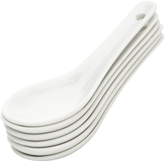 Jogo 6 Colheres Para Finger Food De Porcelana Branca