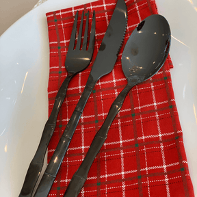 Jogo 6 Colheres para Mesa Estilo Bambu Aço Inox Elegant Preto Ônix 19,8 cm