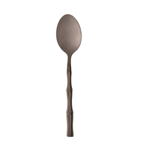 Jogo 6 Colheres para Mesa Estilo Bambu Aço Inox Elegant Preto Ônix 19,8 cm