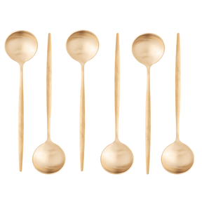 Jogo 6 Colheres para Mesa Opera Aço Inox Dourado 21cm