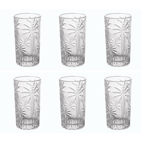 Jogo 6 Copos Altos Cristal de Chumbo Palm Tree 360ml