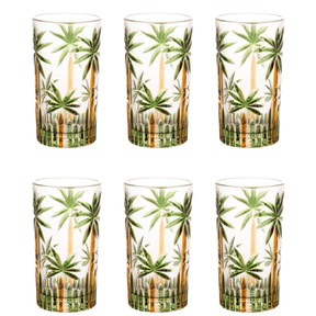 Jogo 6 Copos Altos em Cristal Palm Tree 360ml