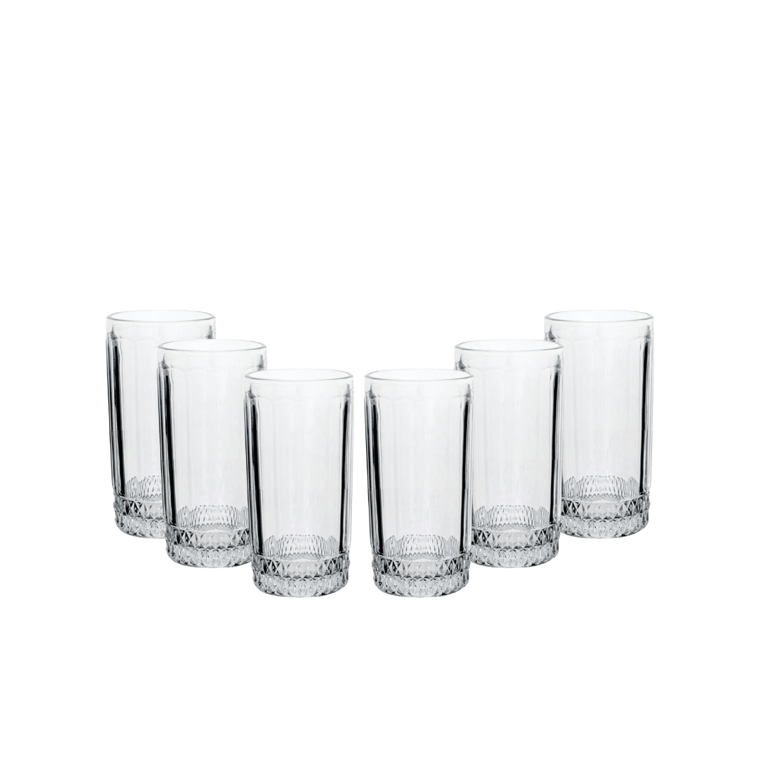 Jogo 6 Copos Altos em Vidro 360ml 15cm