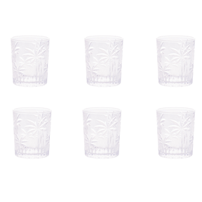 Jogo 6 Copos Baixos Palm Tree Cristal de Chumbo 340ml