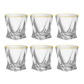 Jogo 6 Copos Baixos Whisky em Cristal com Borda Dourada 300ml