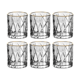 Jogo 6 Copos Baixos Whisky Forest Cristal Ecológico com Borda Dourada 310ml