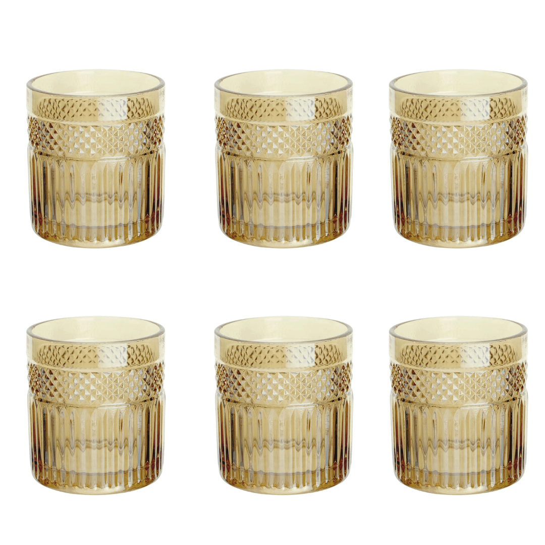 Jogo 6 Copos Baixos Whisky Palace em Vidro Âmbar Luster 330ml