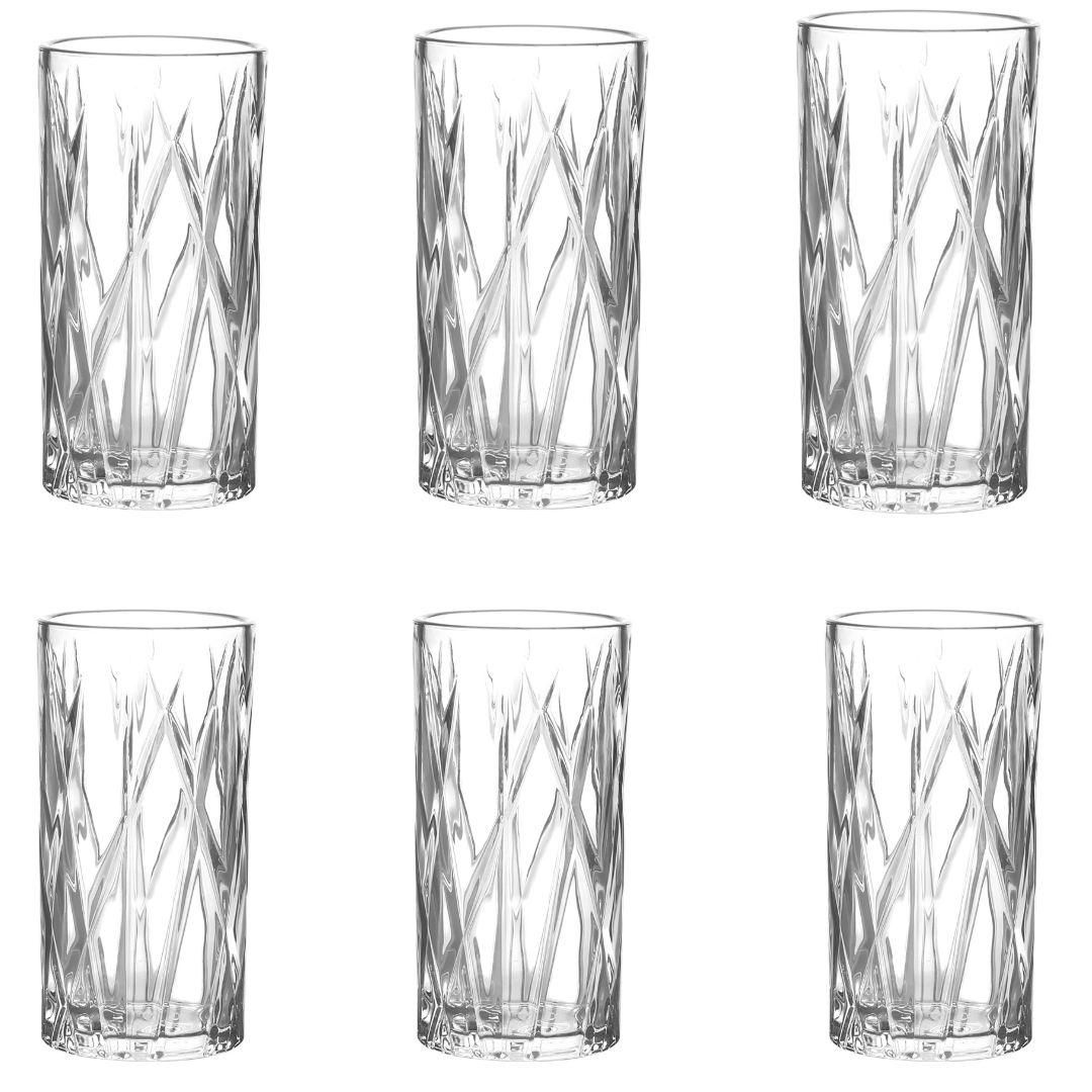 Jogo 6 Copos de Vidro Alto Santorini 390ml