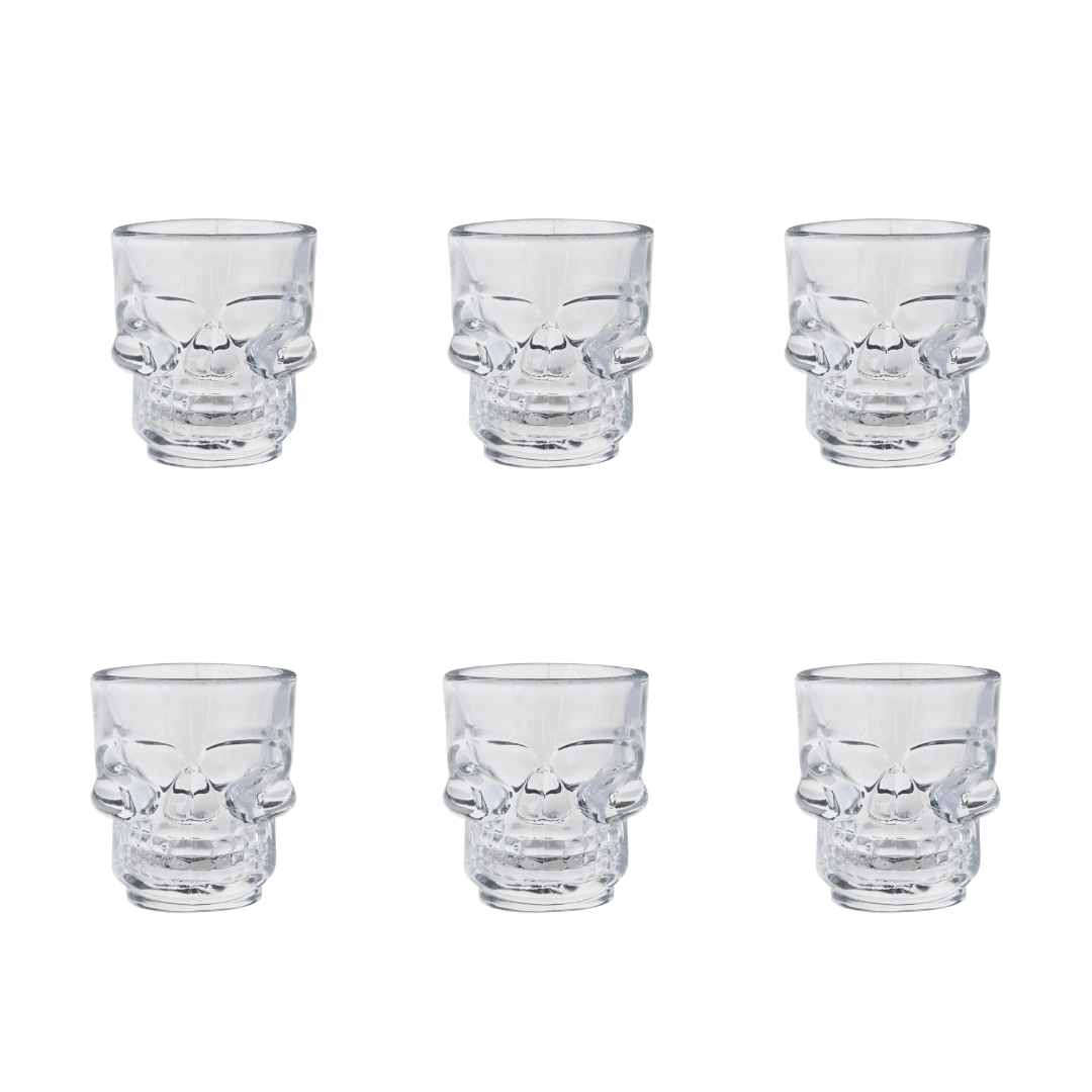 Jogo 6 Copos para Shot em Vidro Skull Mug 50ml