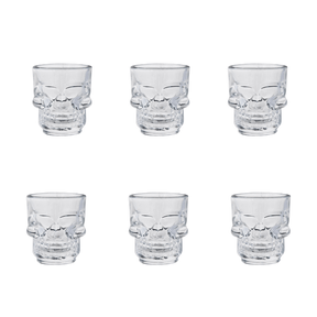 Jogo 6 Copos para Shot em Vidro Skull Mug 50ml