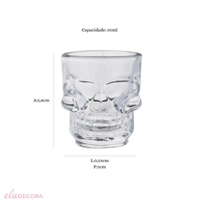Jogo 6 Copos para Shot em Vidro Skull Mug 50ml