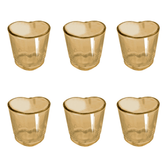 Jogo 6 Copos para Shot Licor de Vidro Coração Âmbar 45ml
