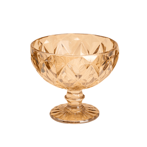 Jogo 6 Taças Coupe Sorvete Sobremesa Champanhe Diamond Vidro Âmbar Metalizado 310ml