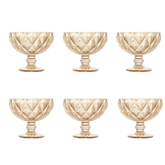 Jogo 6 Taças Coupe Sorvete Sobremesa Champanhe Diamond Vidro Âmbar Metalizado 310ml