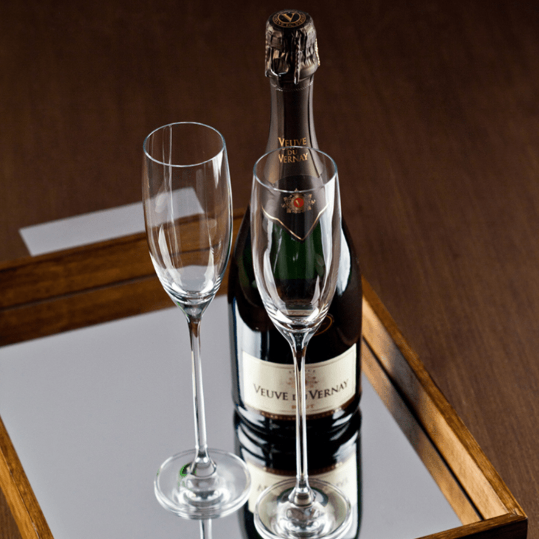 Jogo 6 Taças de Cristal Ecológica para Champagne Espumante Transparente 220ml