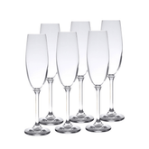 Jogo 6 Taças de Cristal Ecológica para Champagne Espumante Transparente 220ml