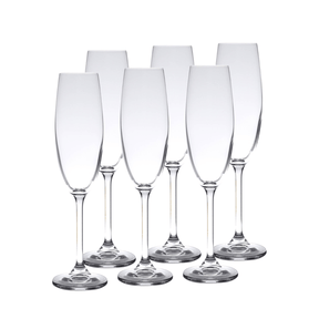 Jogo 6 Taças de Cristal Ecológica para Champagne Espumante Transparente 220ml