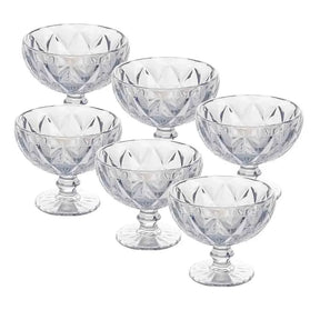 Jogo 6 Taças de Sobremesa de Vidro Diamond Transparente 310ml