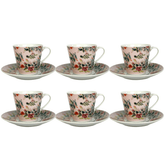 Jogo 6 Xicaras Bib Mood Coffe para Café com Pires Porcelana 90ml