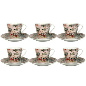 Jogo 6 Xicaras Bib Mood Coffe para Café com Pires Porcelana 90ml