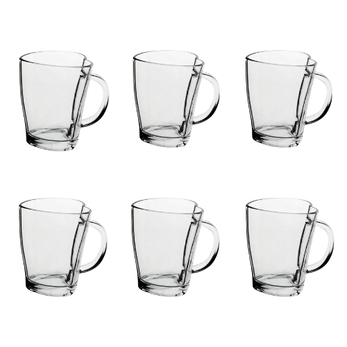 Jogo 6 Xícaras Coração Coffee Time em Vidro 200ml