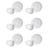 Jogo 6 Xícaras de Café com Pires Agra Branco 112ml