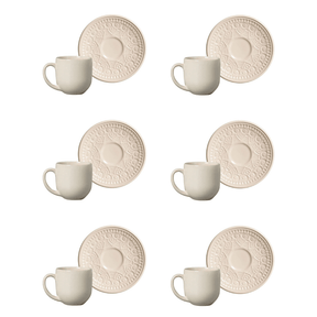 Jogo 6 Xícaras de Café com Pires Agra Cru 112ml