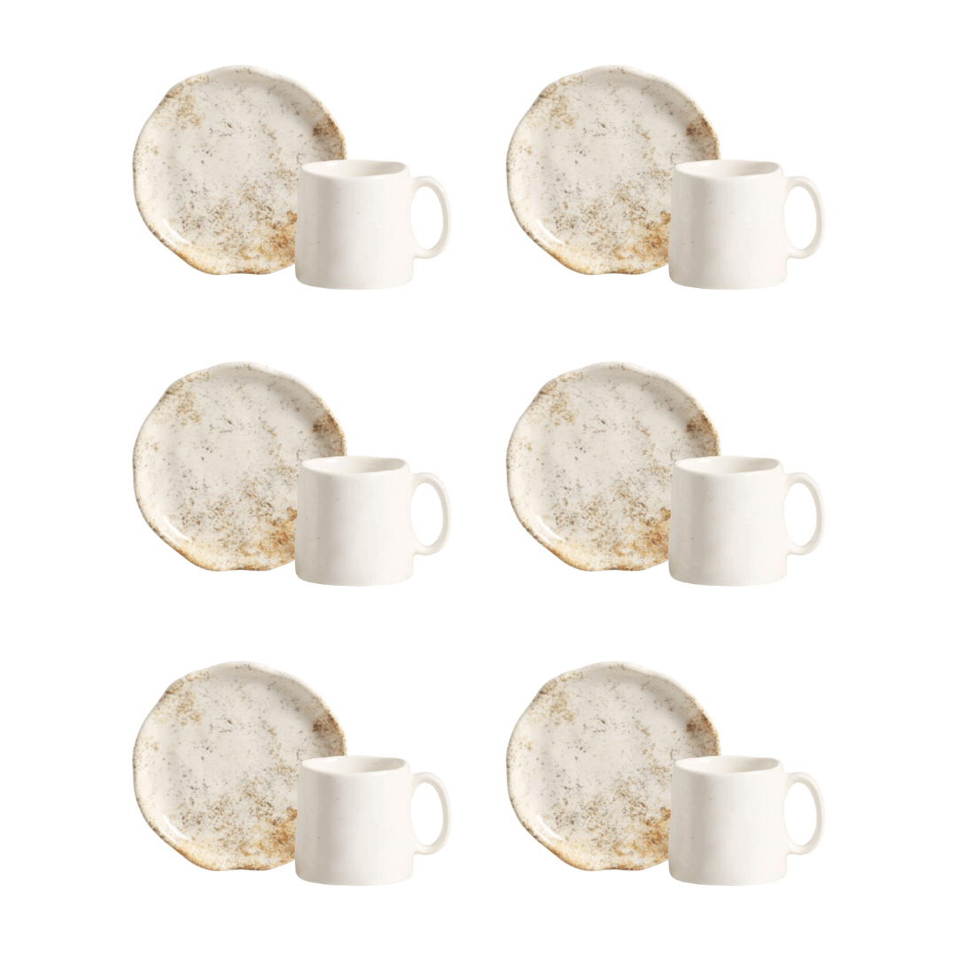Jogo 6 Xícaras de Café com Pires Aspen Bege 100ml