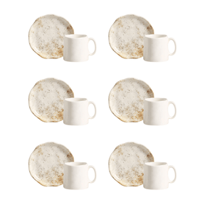 Jogo 6 Xícaras de Café com Pires Aspen Bege 100ml