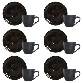Jogo 6 Xícaras de Café com Píres Bio Black Sand 120ml