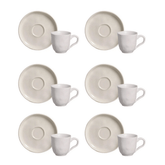 Jogo 6 Xicaras de Café com Píres Bio Clay Branca 120ml