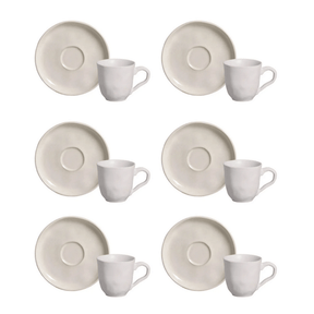 Jogo 6 Xicaras de Café com Píres Bio Clay Branca 120ml