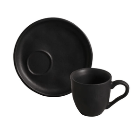 Jogo 6 Xícaras de Café com Pires Bio Preto Matte Descentralizado 70ml