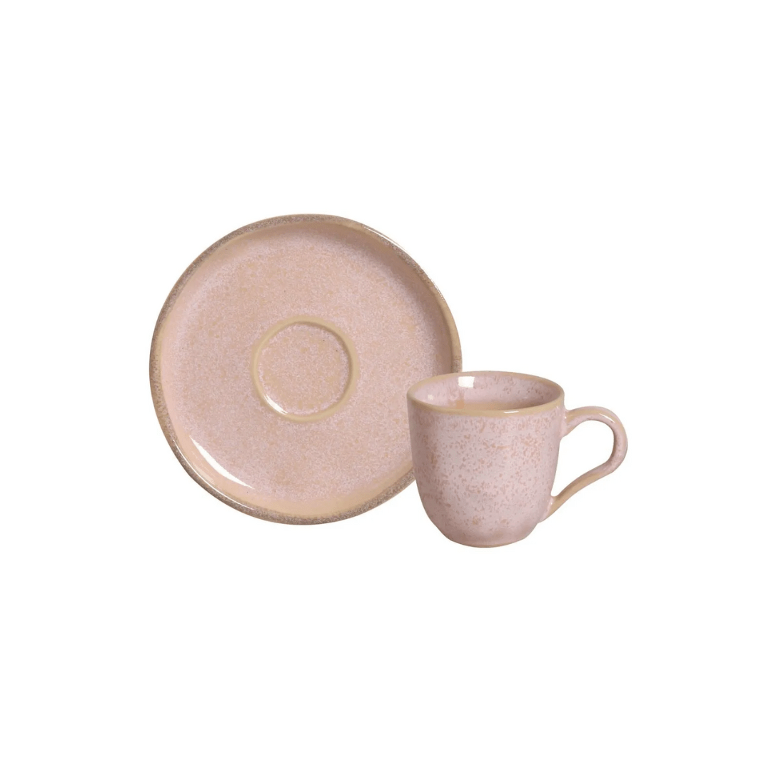 Jogo 6 Xícaras de Café com Píres Bio Rustic Litchi Rosa 120ml