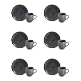 Jogo 6 Xícaras de Café com Pires Bio Titanium Azul Escuro 120ml