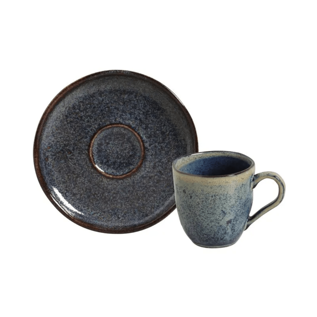 Jogo 6 Xícaras de Café com Pires Bio Titanium Azul Escuro 120ml