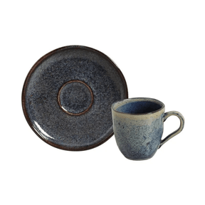 Jogo 6 Xícaras de Café com Pires Bio Titanium Azul Escuro 120ml