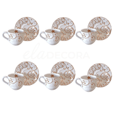 Jogo 6 Xicaras de Café com Pires Fio de Ouro Natal Christmas Day