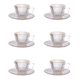 Jogo 6 Xicaras de Café com Pires Graffiato Fio de Ouro de Vidro 90ml