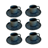 Jogo 6 Xícaras de Café com Píres Jeans 200ml