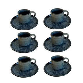 Jogo 6 Xícaras de Café com Píres Jeans 200ml