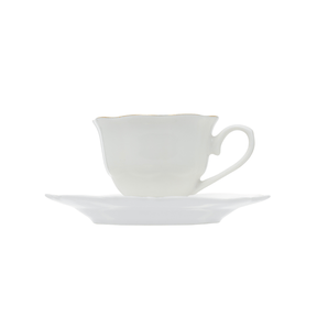 Jogo 6 Xícaras de Café com Pires Maldivas Branco com Fio de Ouro