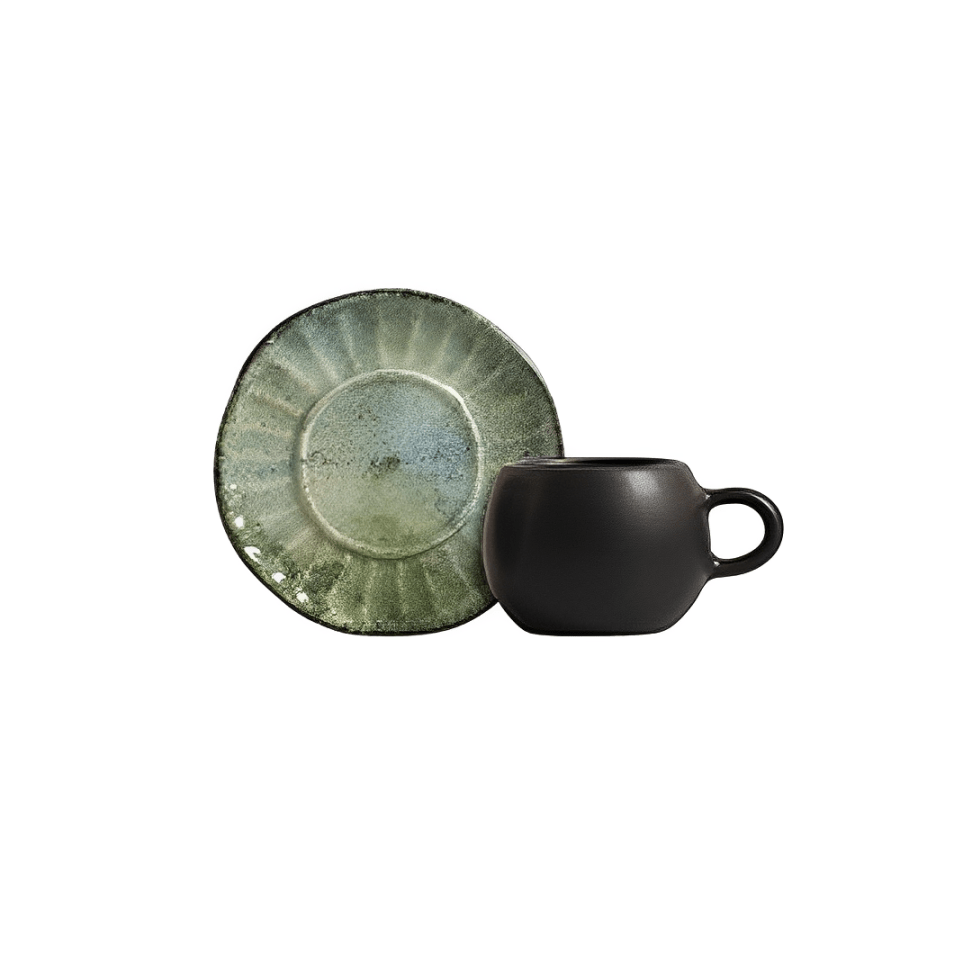 Jogo 6 Xícaras de Café com Pires Oreon Green