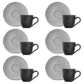 Jogo 6 Xícaras de Café com Píres Orgânico Concreto Cinza 120ml