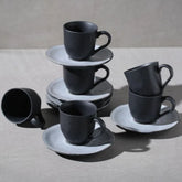 Jogo 6 Xícaras de Café com Píres Orgânico Concreto Cinza 120ml